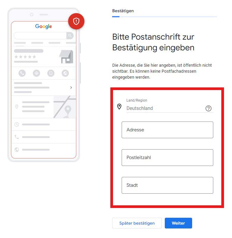 Adresse für Google Postkarte hinterlegen - Verifizierung von Google Business