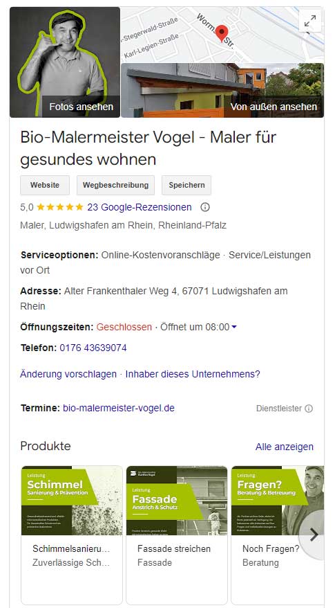 Google-Unternehmensprofil eines Handwerkers - Wichtig für die lokale Suchmaschinenoptimierung