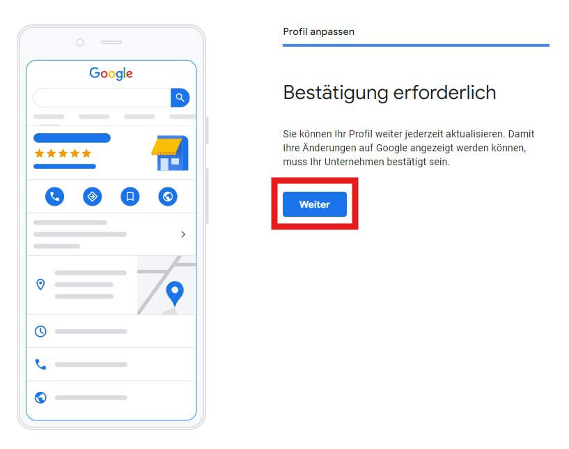 Letzter Schritt - Hinweis auf Bestätigung des GMB Eintrags