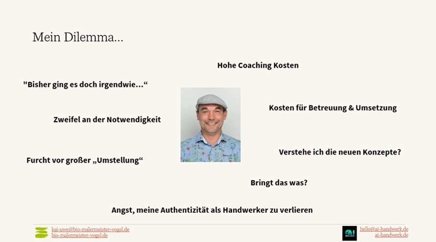 Überwindung ein Coaching als Handwerker umzusetzen - Auszug Präsentation